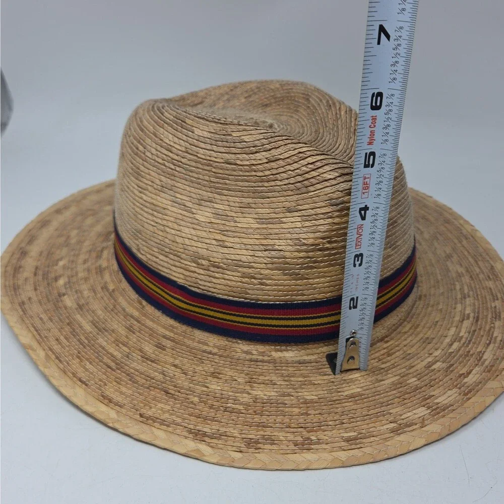 Tula Hat Fedora Tan Straw Hat with a multi-color patterned band